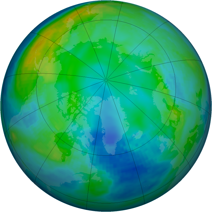 Arctic ozone map for 15 November 1991